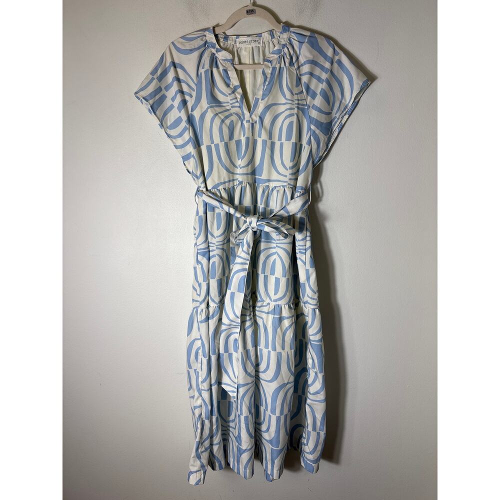 Pants Store Blue and White Tiered Maxi Dress Sz S